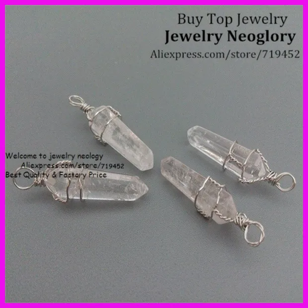 

10PCS Nature Rock Clear Quartz Silver Plated wire Wrapped Point Pendant ,Crystal Point Druzy Drusy Quartz Wire-Wrapped Pendant