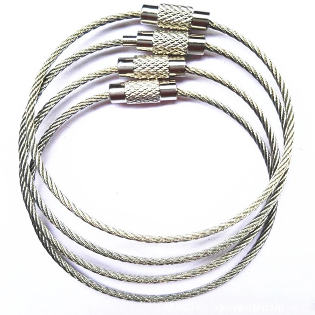 

Hot Sale 5Pcs Stainless Steel Wire Keychain Ring Key Keyring Circle Rope Cable Loop Outdoor Camp Luggage Tag Screw Lock Gadget