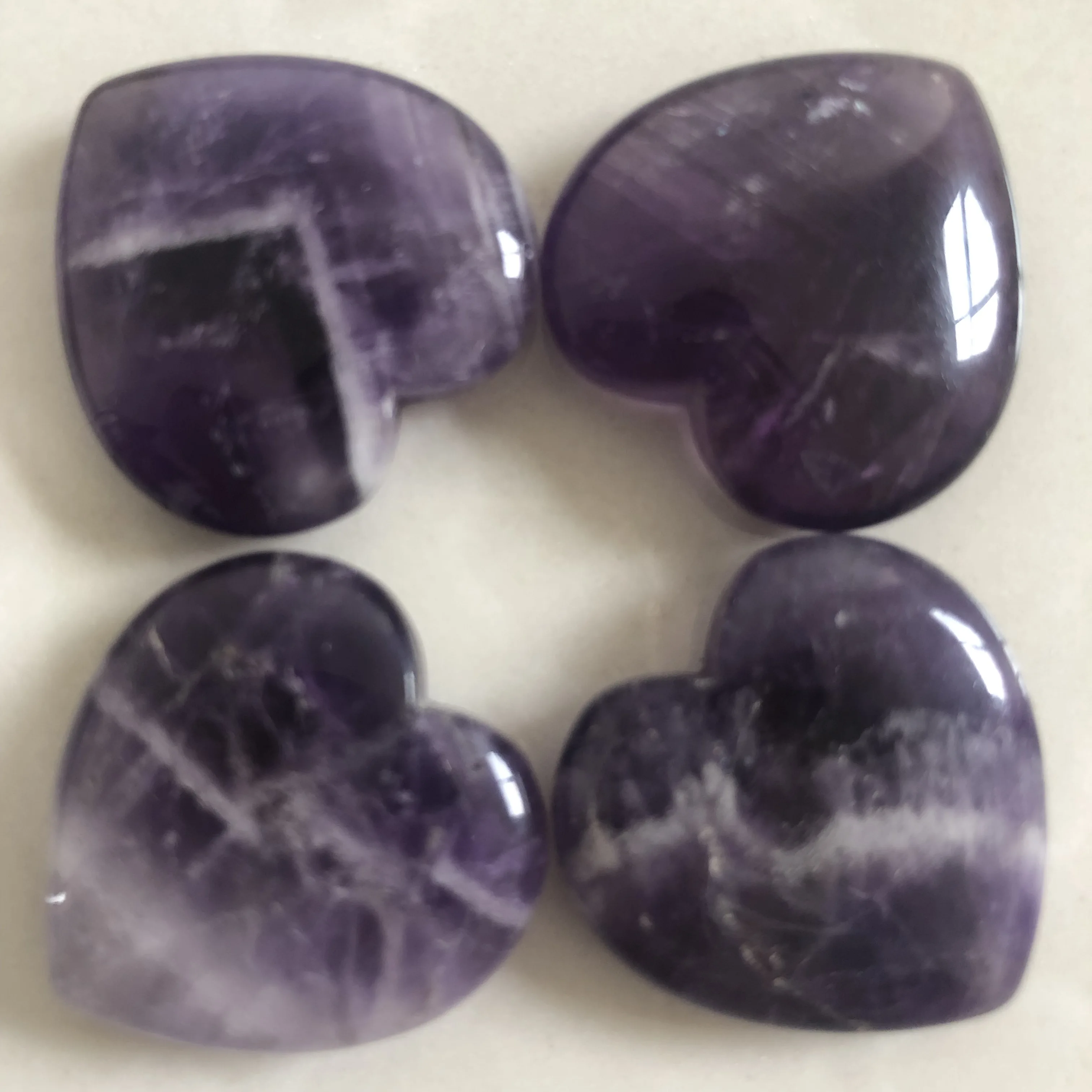 4pcs Natural amethyst heart, healing yu