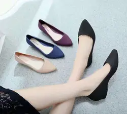Брендовая обувь женщина Повседневное острый носок черный Женская обувь для Женские туфли-лодочки удобные слипоны женская обувь chaussures fe