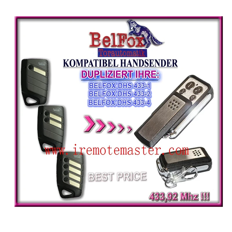 

Compatible remote for BELFOX DHS 433-1,DHS 433-2,DHS 433-4 garage door remote control free shipping