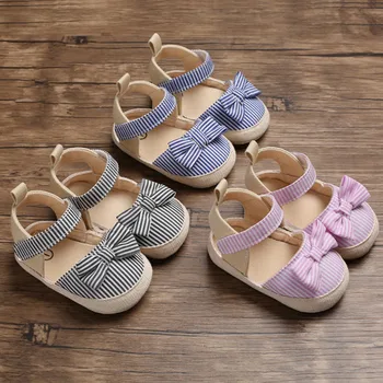 

Summer Girl Baby Shoes Cotton Canvas Dotted Bow Toddler Girls Shoes Newborn Baby Shoes Play today Beach Slippers 0-18M 3 colours