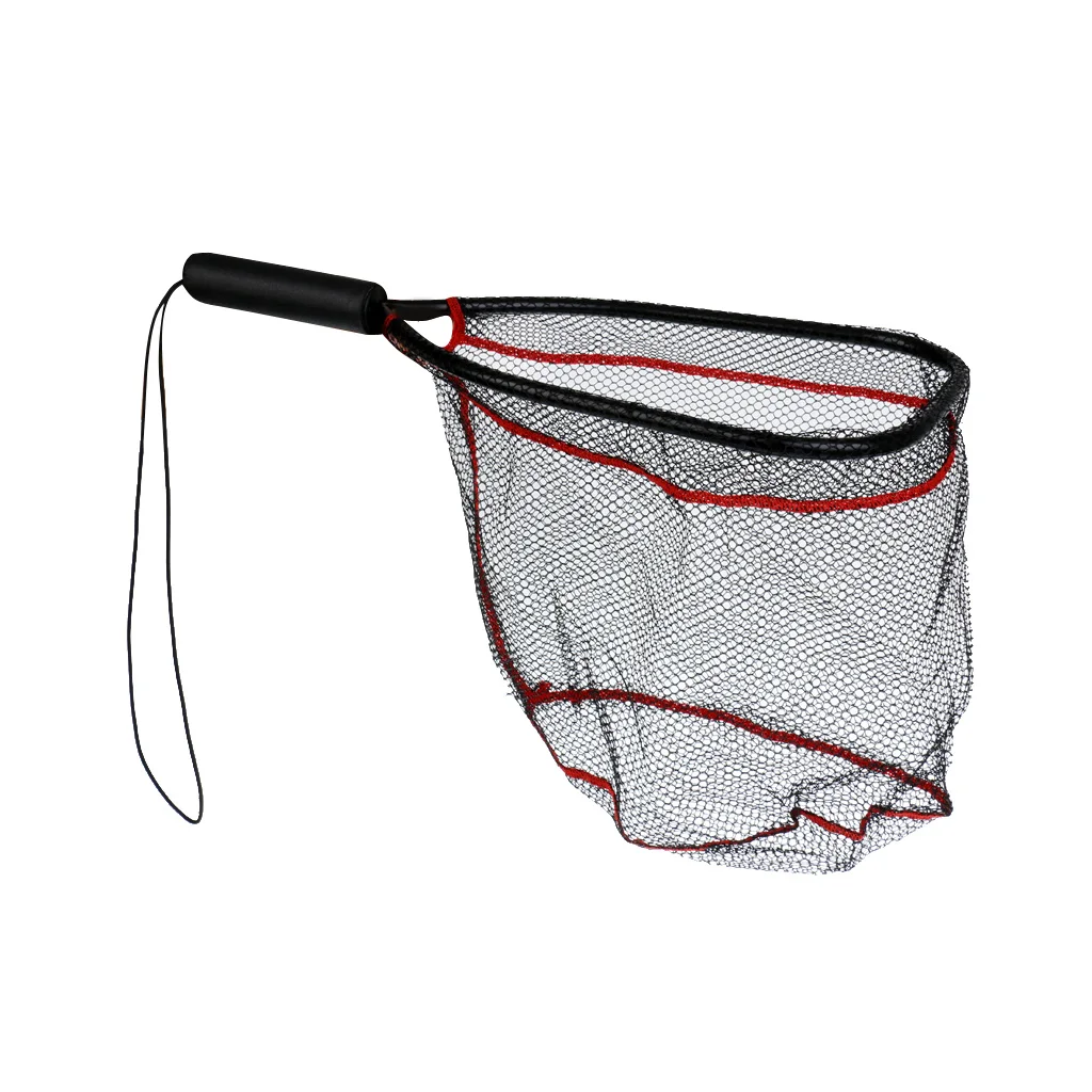 

Fly Fishing Landing Net Carp Trout Soft Landing Net w/ Safety Rope Mesh Hole Depth Folding Nylon Landing Dip Net
