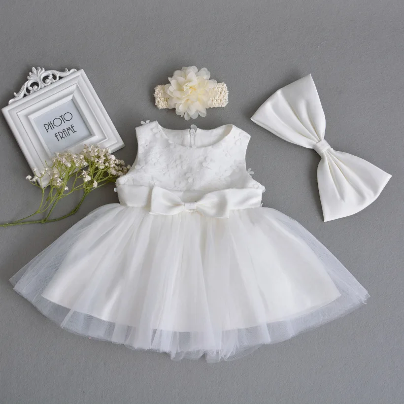Baby Girls Dress White Lace Flower Clothes Wedding Party Gown Infant Dresses Newborn 1 Year Birthday Baby Dress Girl Clothes0-2T