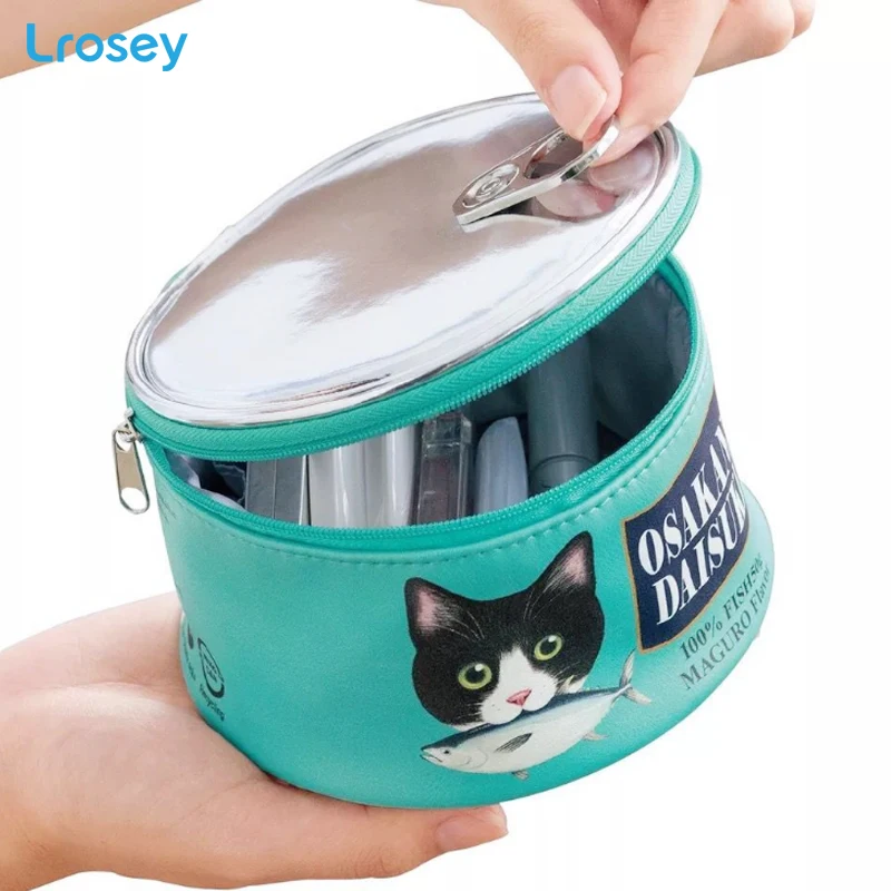 Cat Fish Canned Makeup Organizers Waterproof wash large capacity cosmetic Storage Box New creative ins girls Travel Cosmetic Bag Cat Fish Canned Makeup Organizers Waterproof wash large capacity cosmetic Storage Box New creative ins girls Travel Cosmetic Bag
