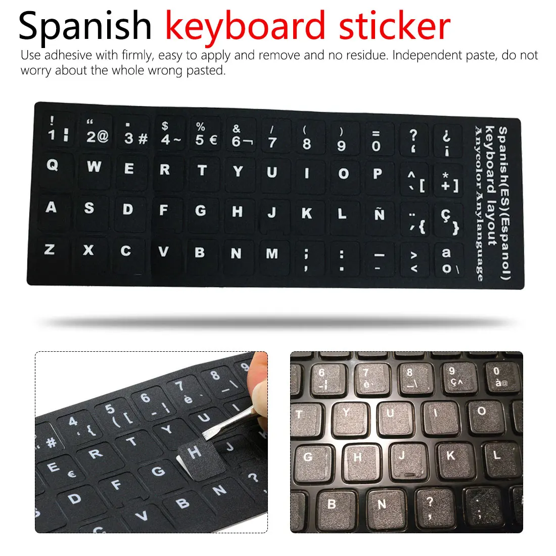 

Computer Keyboard SR Standard Spanish Language Keyboard Stickers Protective Film Layout with Button Letters Alphabet