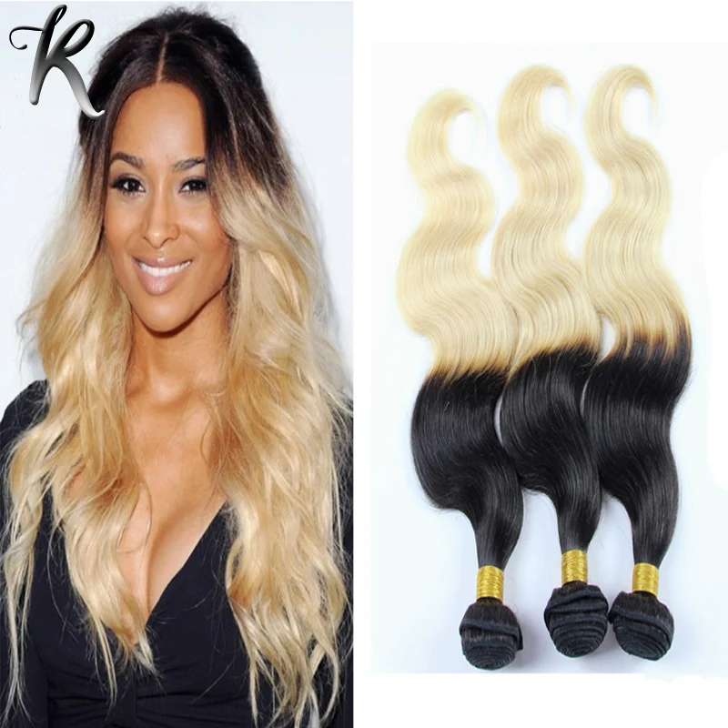 

4 Bundles Brazilian Body Wave 1B/613 Ombre Brazilian Hair 7A Honey Blonde Virgin Hair Body Wave Mixed 10''-30'' Ombre Remy Hair