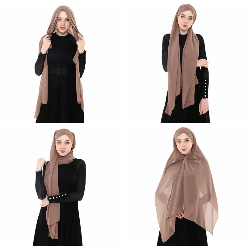 

2019 Women's Elegant Modest Muslim Islamic Scarf Ramadan Soft Lightweight Jersey instant Hijab Long Headscarf Easy Ready to wear