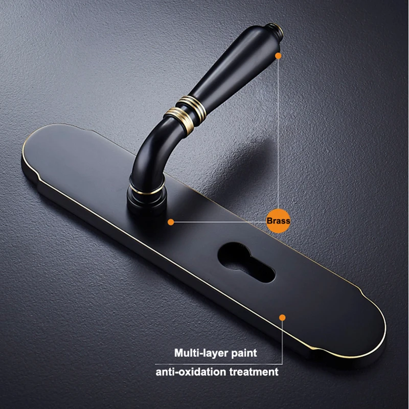  1Set Retro Nordic Ultra-Quiet Brass Door Lock Handle with Key for Interior Room Living Room/Bedroom - 33047123874