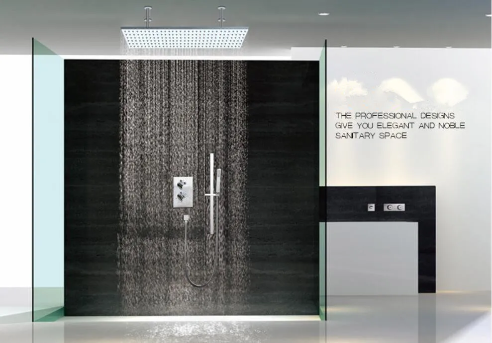 500X500mm Brass Square Ceiling Monsoon shower thermostatic valves with