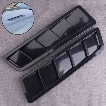 

DWCX 2PCS Car Styling Matte Black Solid ABS Bonnet Hood Vent Louver Cooling Panel Trim For Universal