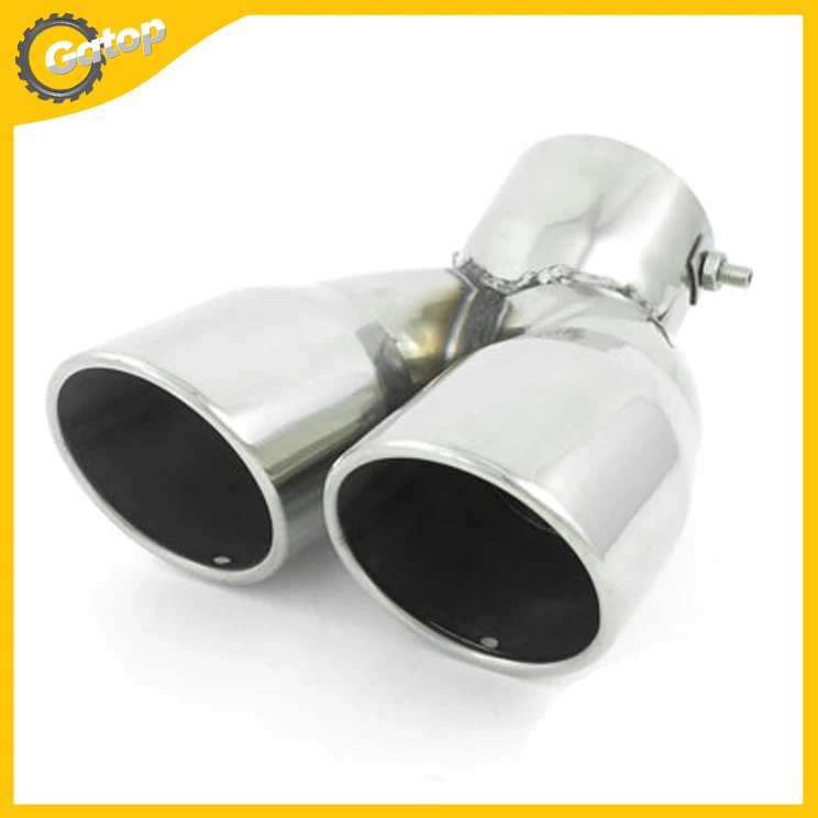 Dual Oval Slanted Outlet Stainless Steel Exhaust Pipe Muffler Tip Car