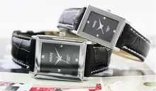 Design de moda Amantes de relógios de Pulso Quadrado Preto Dial Pulseira de Couro Relógio Casual Analógico Quartz Relógios Para Homens Ou Mulheres Relógio