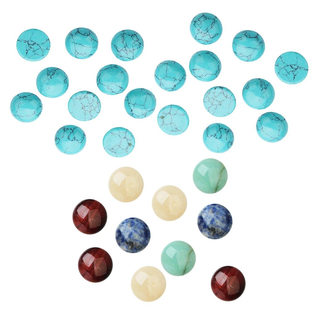 30Pieces Jewelry Making 8/6mm Half Round Gemstone Cabochon Stone DIY  Charms