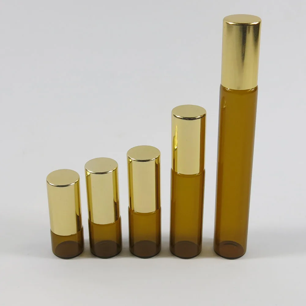 

5 x 1ml 2ml 3ml 5ml 10ml Empty Roll on Bottle Essential Oil Bottles Small Amber Brown Glass Essential Oil Roller Bottle