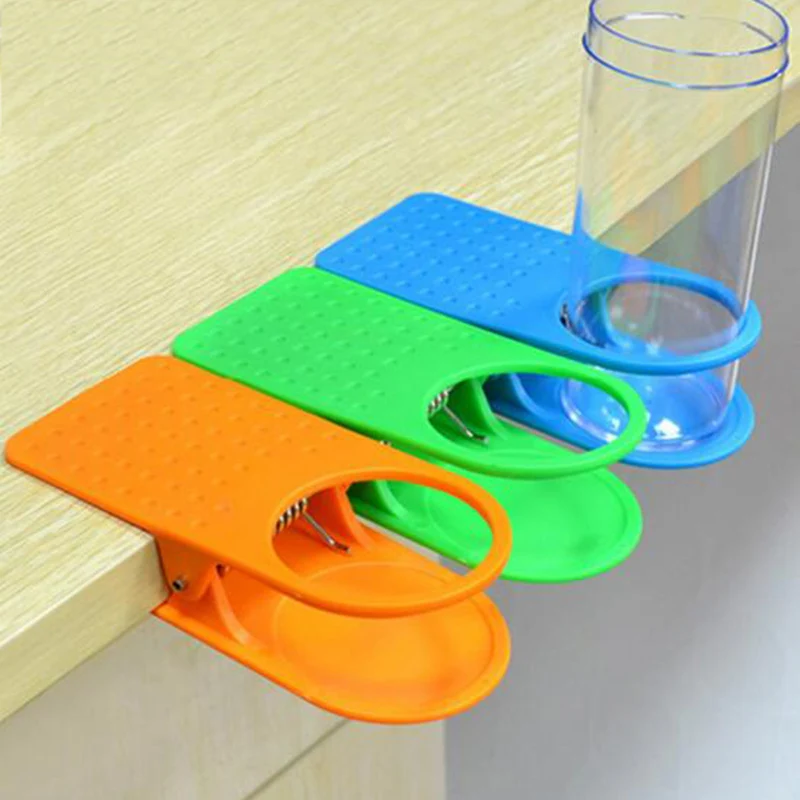 Novelty Creative 1Pc Desk Cup Holder Drink Clip Lap Table Folder Table