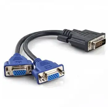 

New Dropship 1 Piece New DVI-Male DVI-I To Dual VGA Female Monitor Video Splitter Adapter Cable