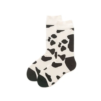 

1 pair men socks combed cotton women socks Cow textured pattern socks novelty funny socks