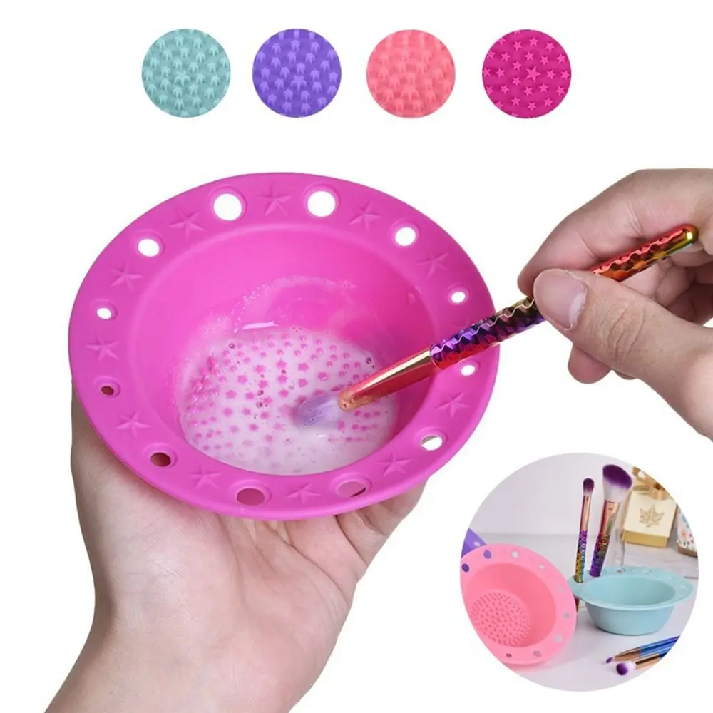 

New Silicone Makeup Brush Cleaner Holder Bowl Washing Box Cosmetic Foundation Cleaning Mat Scrubber Board Tool