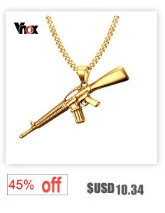 Vnox Для мужчин пуля Цепочки и ожерелья Хип-хоп ювелирных изделий Нержавеющая сталь кулон с черным веревки Цепи