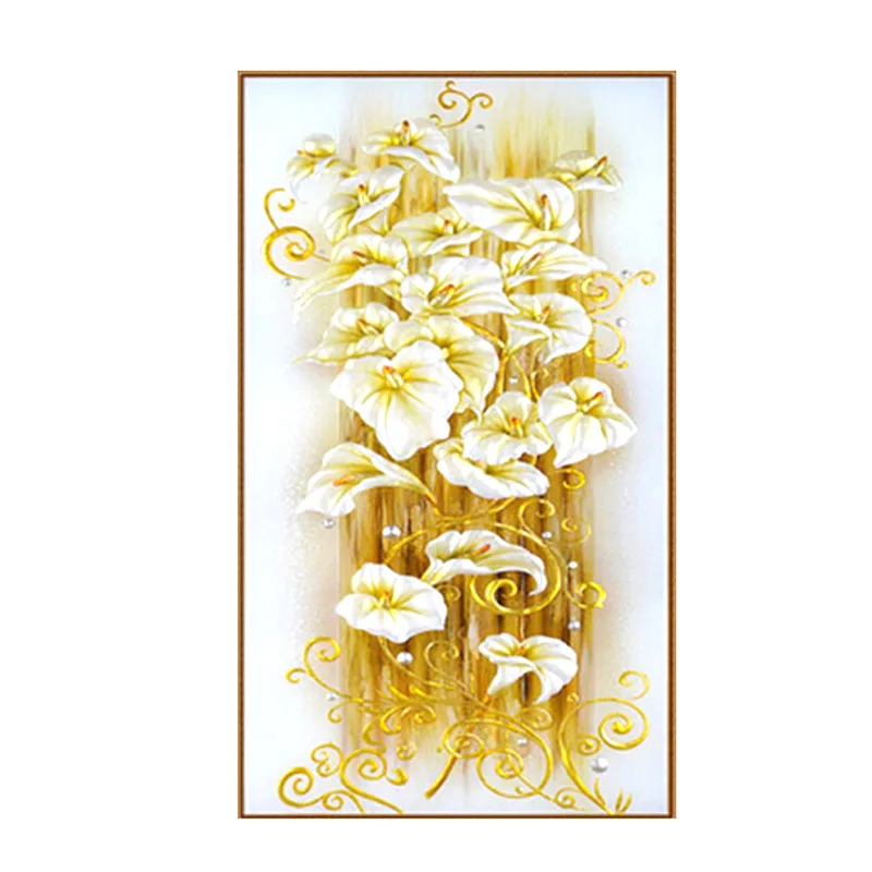 

Free Shipping 5D DIY diamond Painting Crystal lily flower 3D Cross Stitch Decorative Needlework embroidery Full Round Rhineston