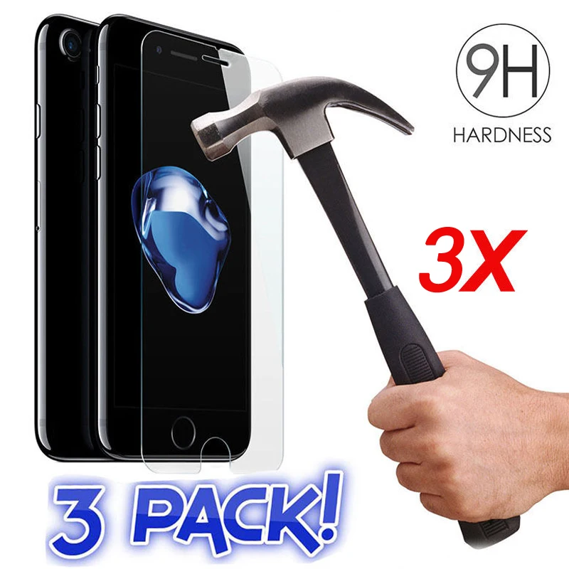 

YKSPACE 3Pcs 0.26mm 9H HD Front Back Tempered Glass Screen Protector For iPhone 6 6S 7 8 Plus XR X Xs Max 7Plus 8Plus 5 5S SE