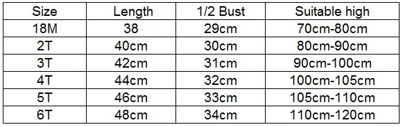 Jumping Baby Boy t shirt Size Chart