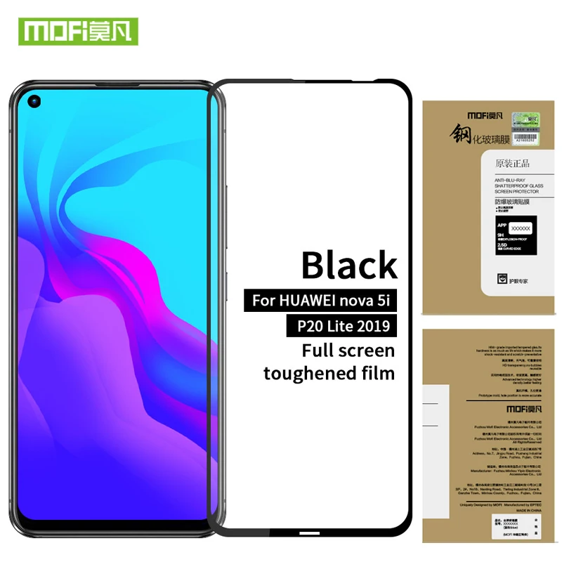 MOFi Защитная пленка для huawei Nova 5i, закаленное стекло, защита экрана, полное покрытие для huawei P20 Lite, закаленное стекло