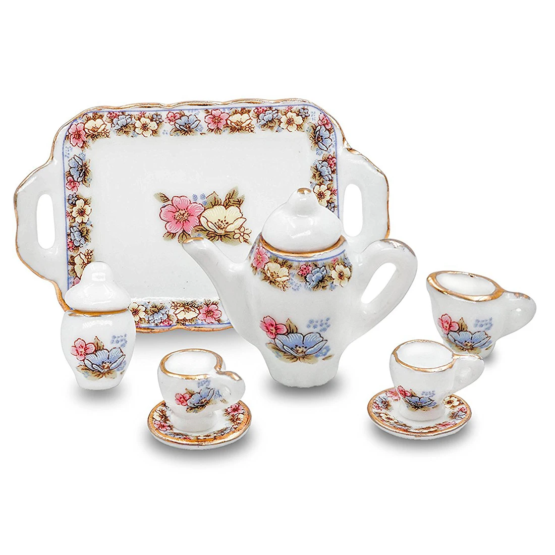 

Dollhouse Kitchen Accessories Porcelain Miniature Teapot Set