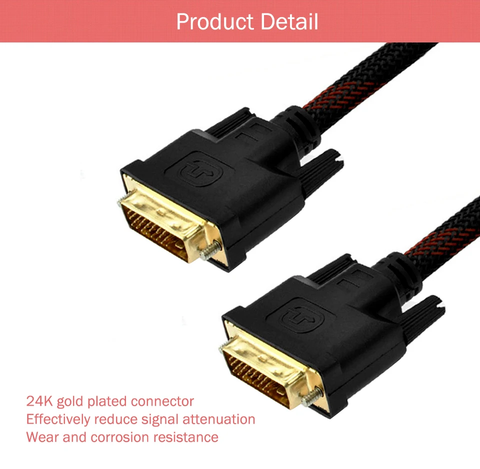 High Speed DVI Cable 1.5M dvi Line Male-Male 24+1 cable 1080p DVI to DVI Cable Adapter For HDTV XBOX Computer Projector (8)