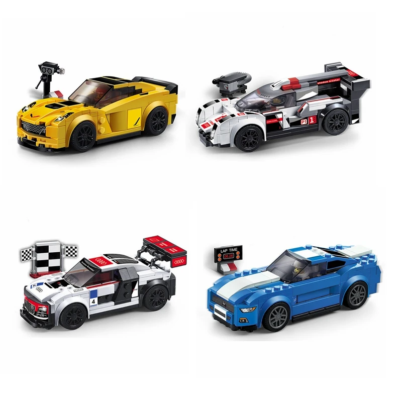 Супер гоночный автомобиль серии Mustang GT Audi Corvette совместимые Legoings блоки