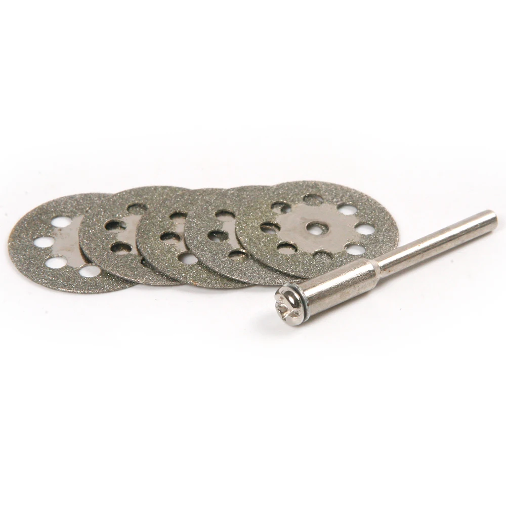 

5x 22mm Diamond Cutting Discs Blade + Mandrel For Dremel Rotary Grinder