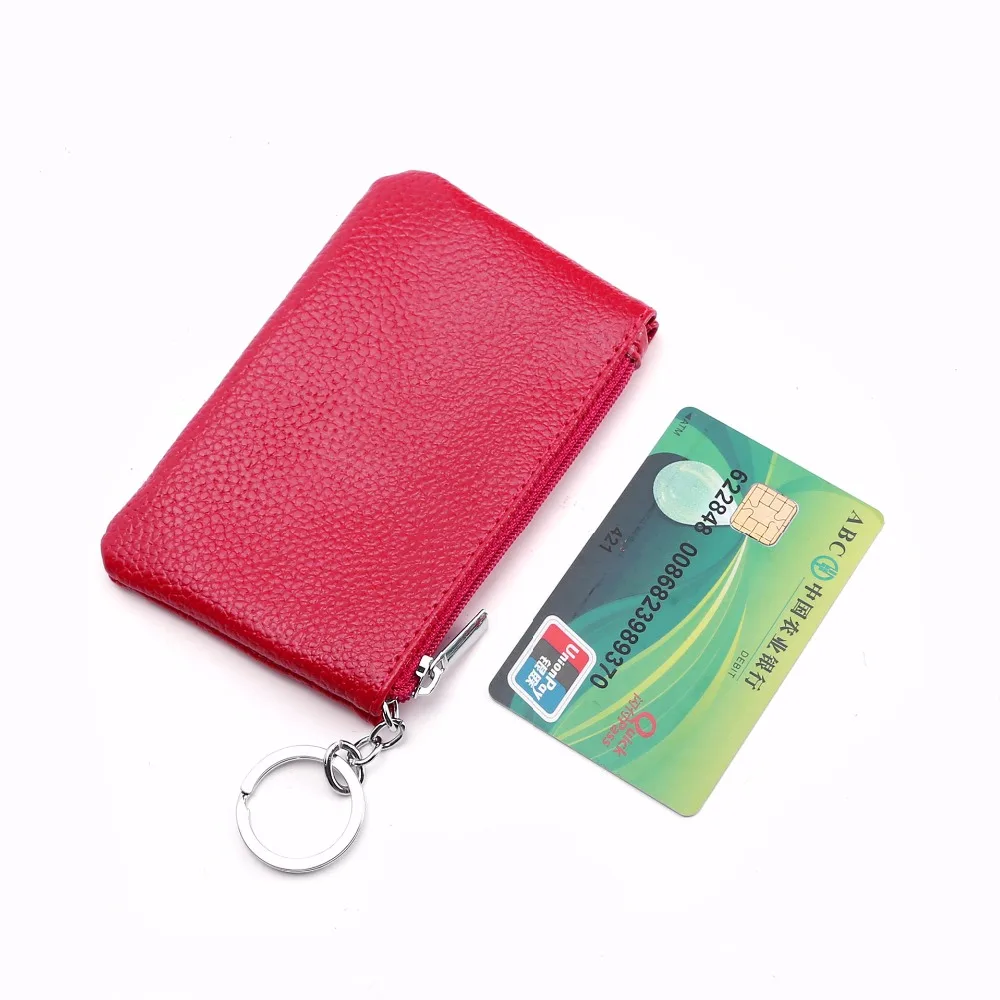 Натуральная кожа ключ кошелек карамельного цвета маленький кошелек на молнии карман пользовательские логотип, название