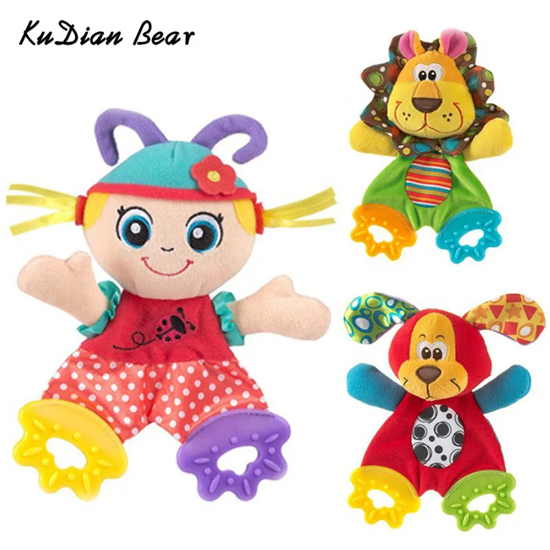 KUDIAN BEAR Cartoon Animals Girl Baby Teethers Rattles Ring Paper Appease Baby Toys Baby Dental Care Toothbrush BYC076 PT49