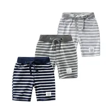 Детские штаны; Новинка года; летние хлопковые шорты в полоску для маленьких мальчиков; детские спортивные повседневные штаны до колена в Корейском стиле