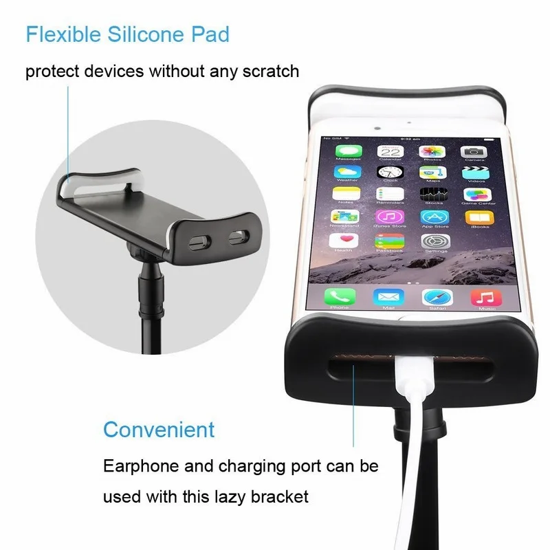Portefeuille Gooseneck Flexible Long Arm Lazy Bracket Phone Holder Cellphone Stand Clip For iPad mini Tablet 360 Degree Rotating (2)