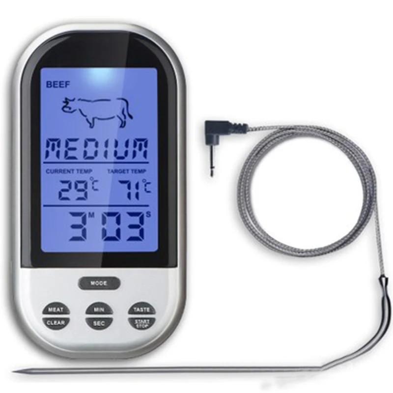 

LCD Backlight Wireless Meat Thermometer Long Range Digital Kitchen Remote Thermometer For BBQ Grill Meat Oven Food Cooking
