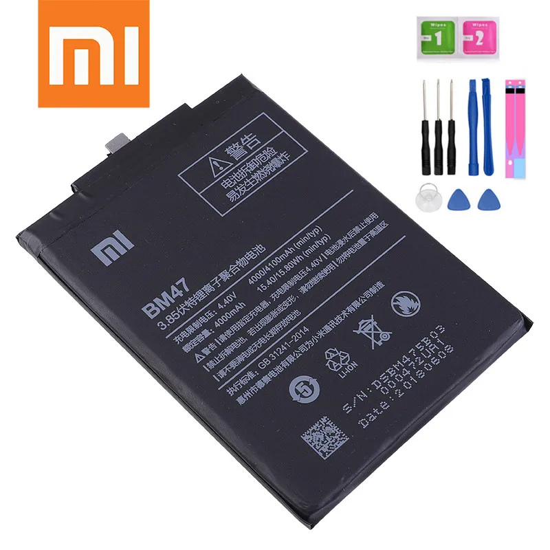 Аккумулятор для телефона Xiaomi BM47 4000 мАч Redmi 3 3S 3X 4X оригинальная сменная батарея