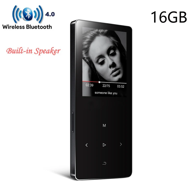 

New 16GB Bluetooth MP3 Music Player with Speaker Lossless HIFI Sound Player with FM Radio, Recorder, Support SD Card Up to 128GB