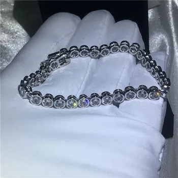 

Vecalon femme Tennis Bracelet 5mm AAAAA Zircon Cz White gold filled Charm Engagement wedding Bracelets for women Jewelry