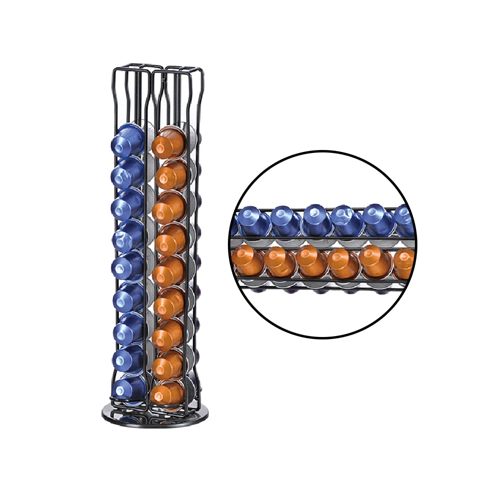 Вращающаяся полка для хранения маленьких сливок подставка 60 кофейных капсул Держатель подставка диспенсер стойка капсула для хранения NESPRESSO