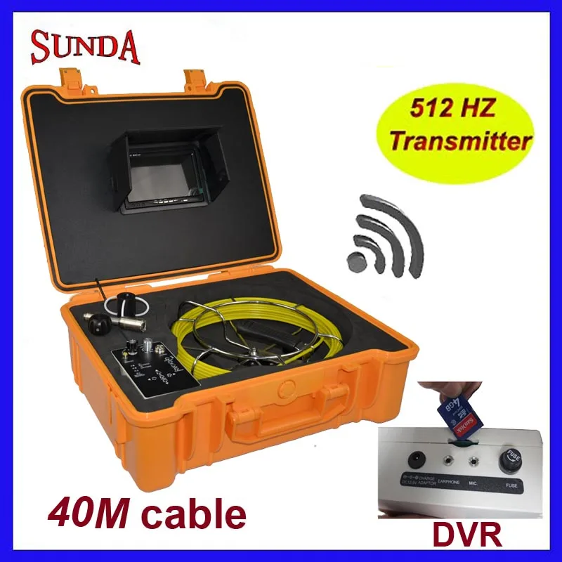 

40meter cable 512hz transmitter built in camera drain pipe inspection camera 23mm head camera dvr recording ABS yellow box