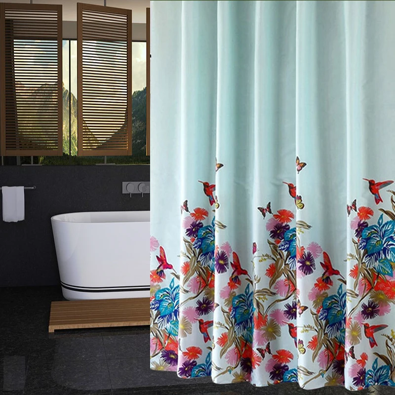 RUBIHOME Shower Curtain For Bathroom PEVA Thicken Waterproof Decor Red