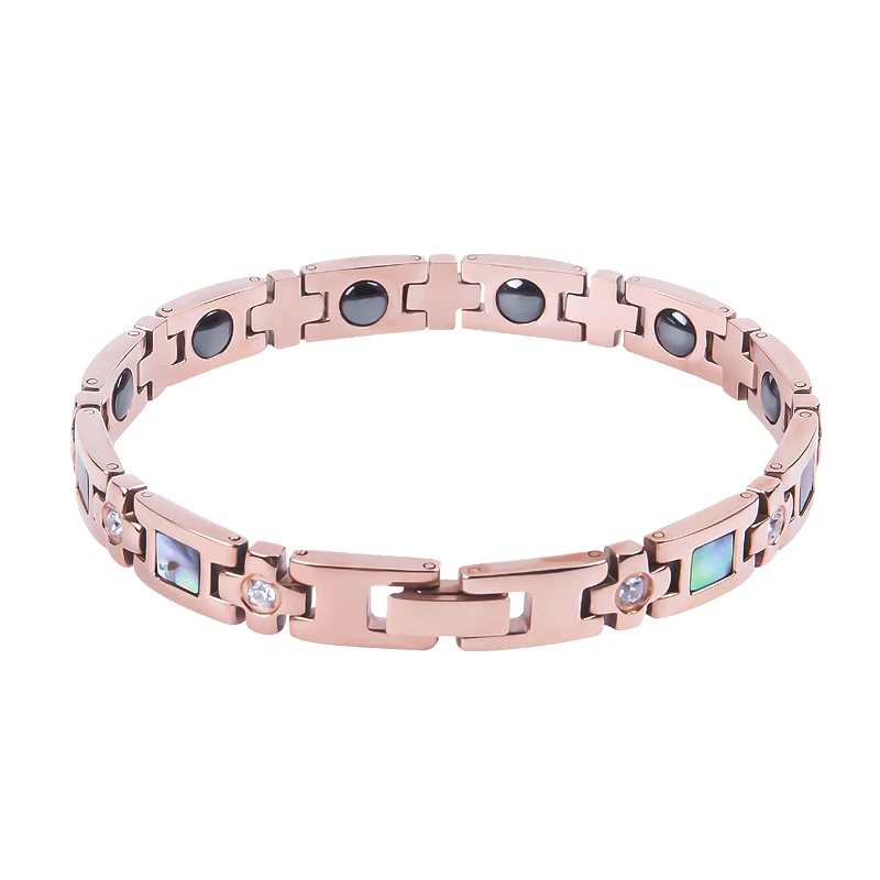 Party Girls fashion jewelry Colorful Shell CZ stones rose gold color female Charm Bangles magnetic bracelets for women (6)