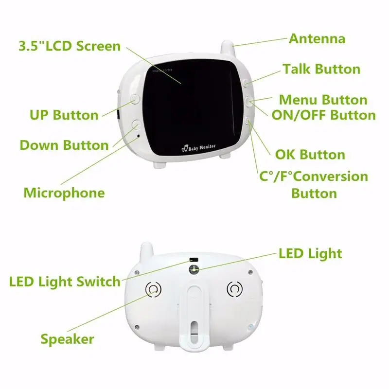 2,4G беспроводной цифровой 3," ЖК-видеоняня аудио-разговора видео ночного видения Высокое разрешение домашней безопасности