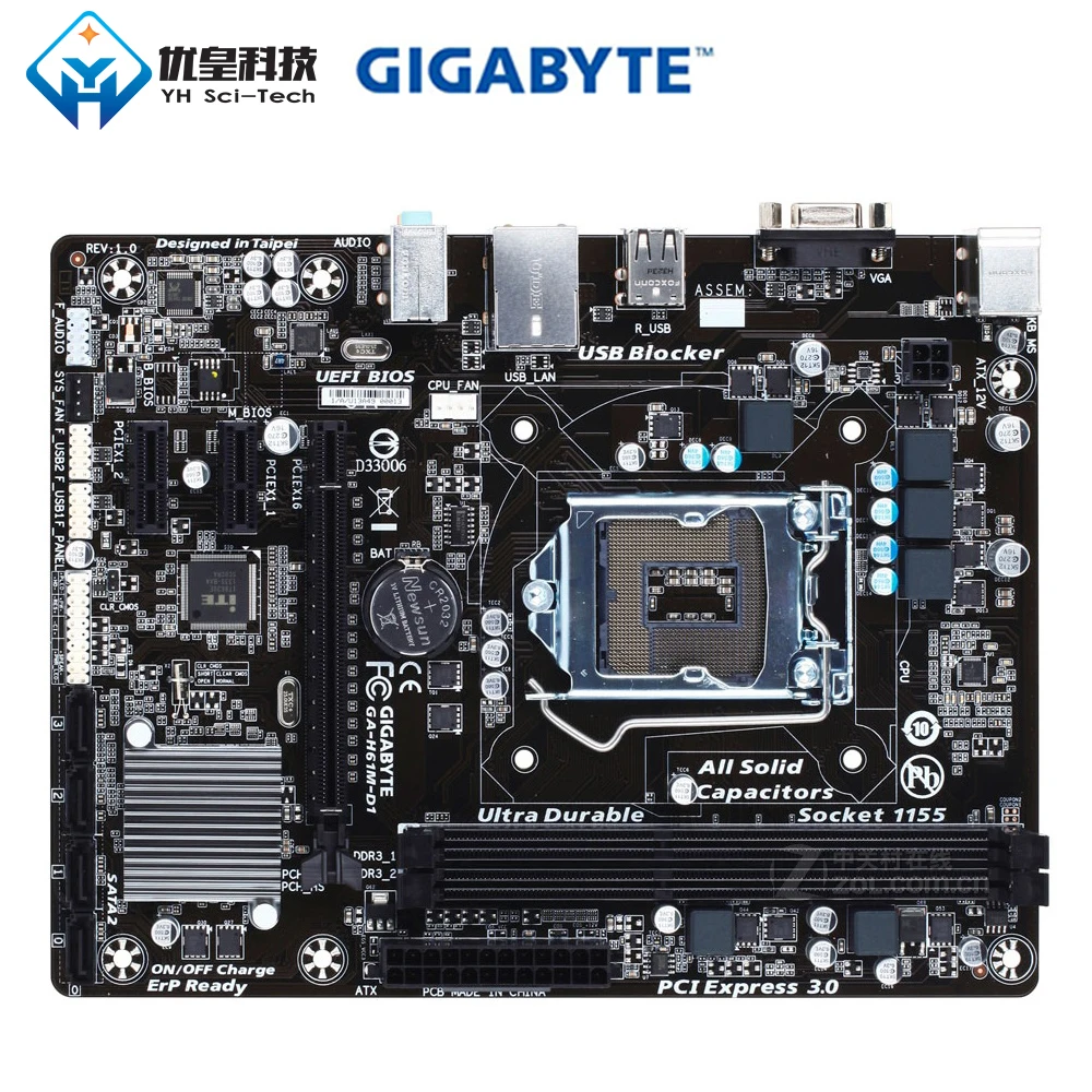 Оригинальная Материнская плата Gigabyte для настольного ПК с процессором Intel H61 LGA 1155