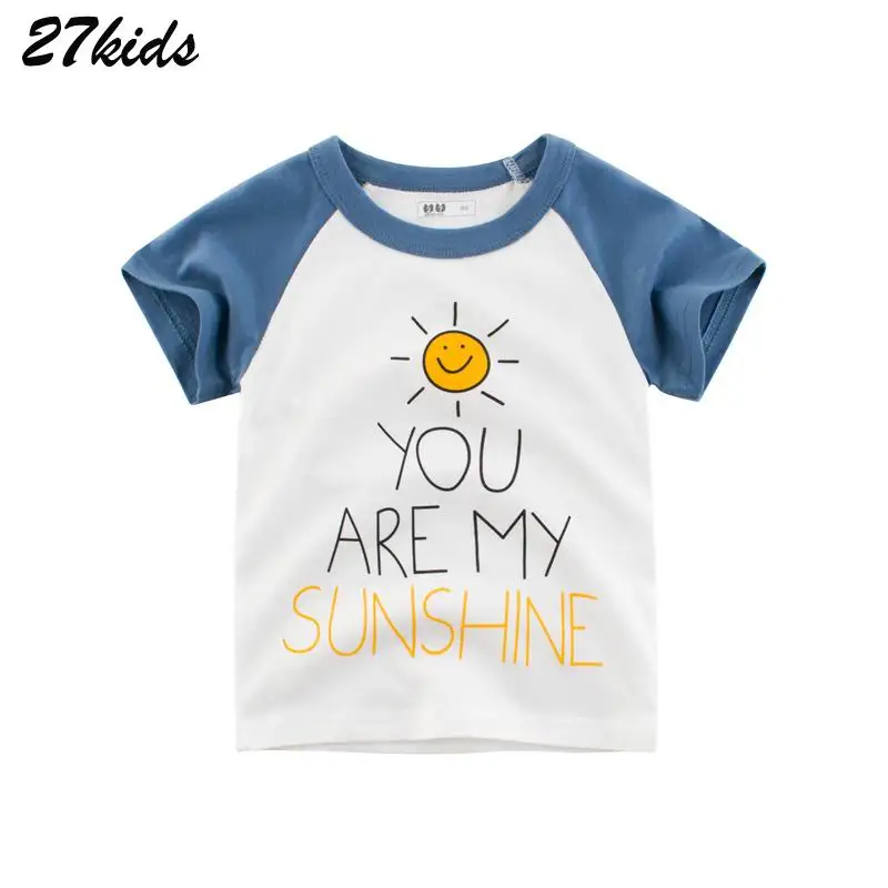 Детская футболка с надписью You Are My Sunshine 27 шт. летние хлопковые топы короткими