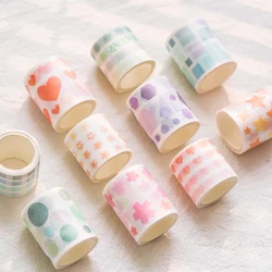 12 style Candy color geometry and paper stationery tape, gift box photo frame notebook decorative tape. 12 style Candy color geometry and paper stationery tape, gift box photo frame notebook decorative tape.