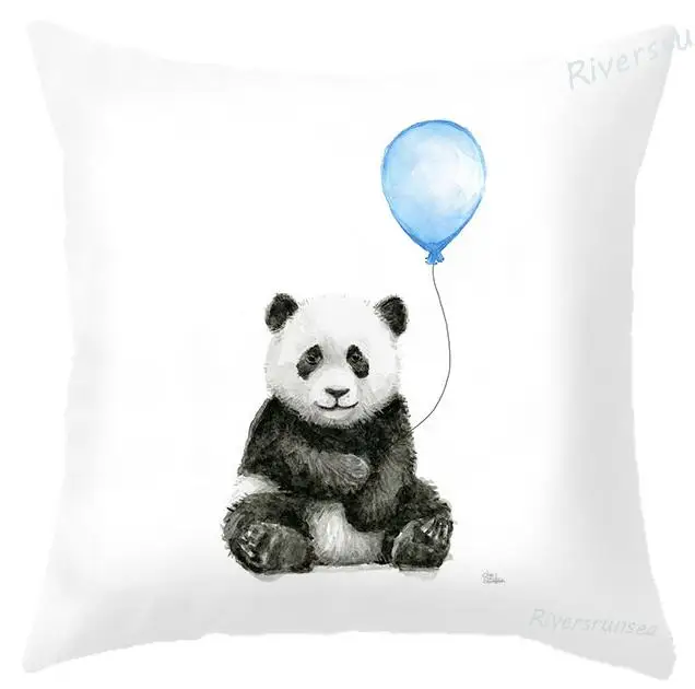Черно-белая подушка с животными, простой воздушный шар, слон, Зебра, подушка-панда, милый мультяшный собака, розовый декоративный, с рисунком фламинго для дома - Цвет: A8