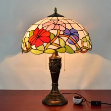 16 дюймов плоти страна цветы Тиффани настольные лампы страна Стиль цветное Стекло лампа для Спальня прикроватная лампа E27 110-240V